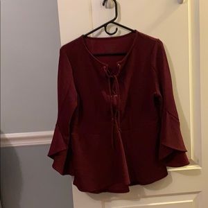 Chico’s burgundy tulip sleeve top. Chico’s size 1